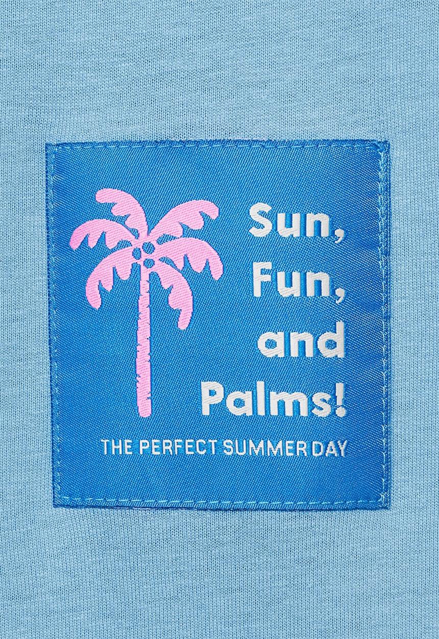 MANGO - T-Shirt Funpalm - Medium Blue