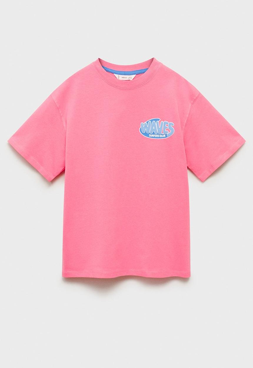 MANGO - T-Shirt Waves - Bright Pink