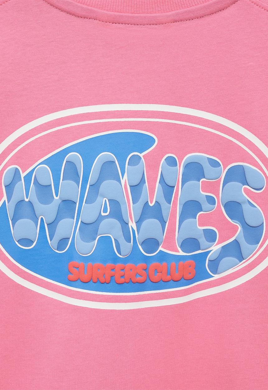 MANGO - T-Shirt Waves - Bright Pink