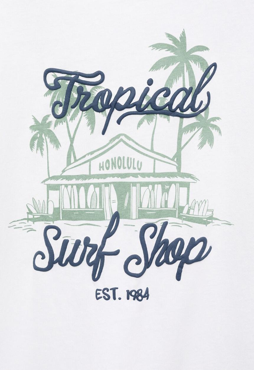 MANGO - T-shirt tropical - natural