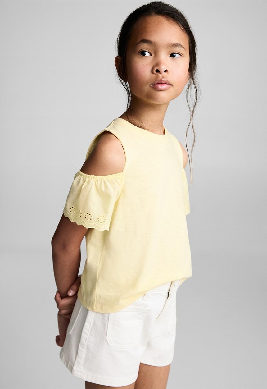 MANGO - T-shirt should - yellow