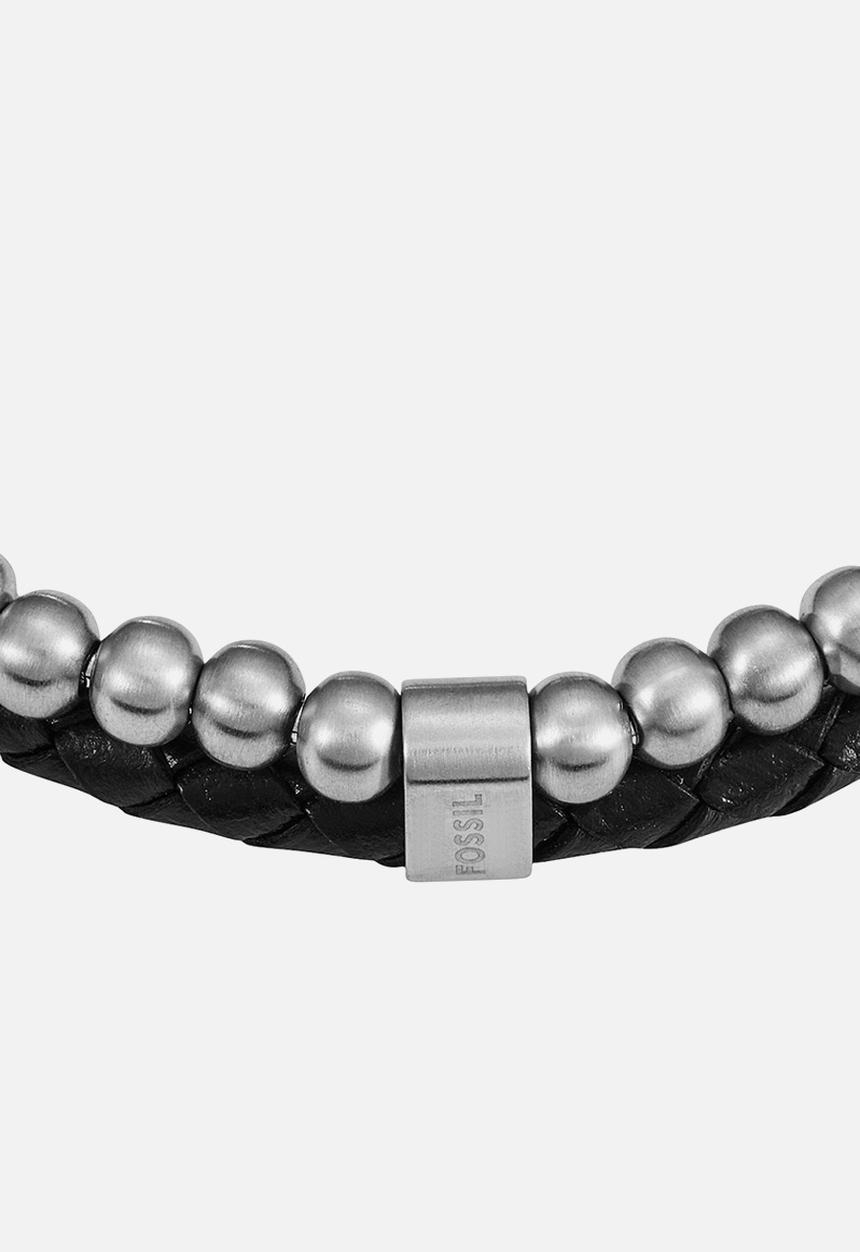 Fossil - Beads leather multi-strand bracelet - black