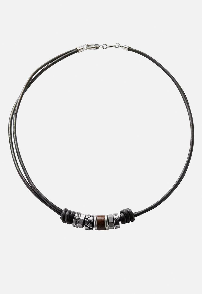 Fossil - Men's black rondell necklace - black