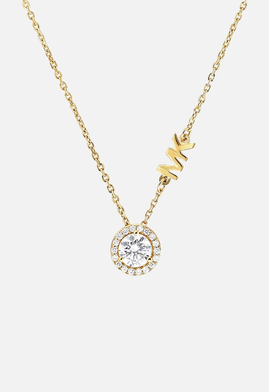 Michael Kors - Michael Kors Sterling Silver CZ Pendant Necklace - gold
