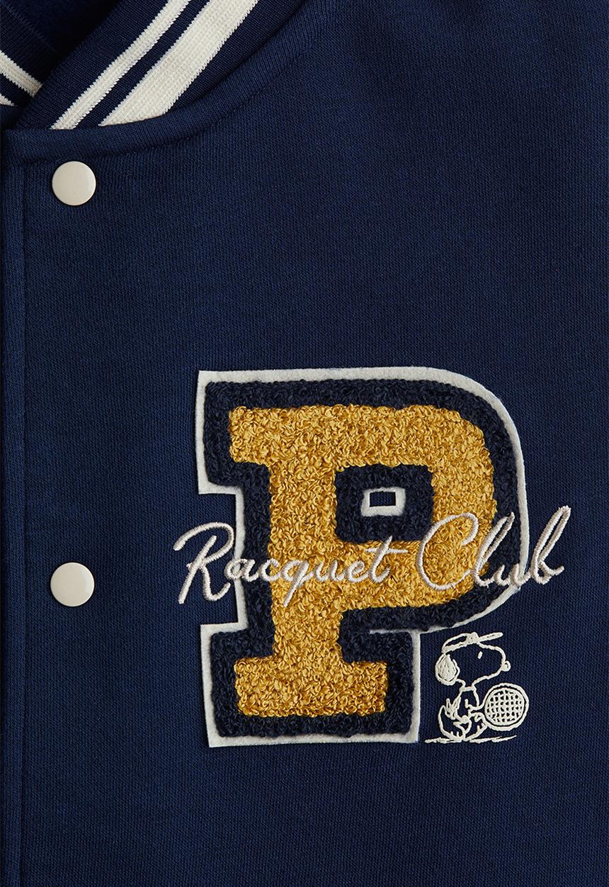 H&M - Appliquéd baseball jacket - navy blue snoopy