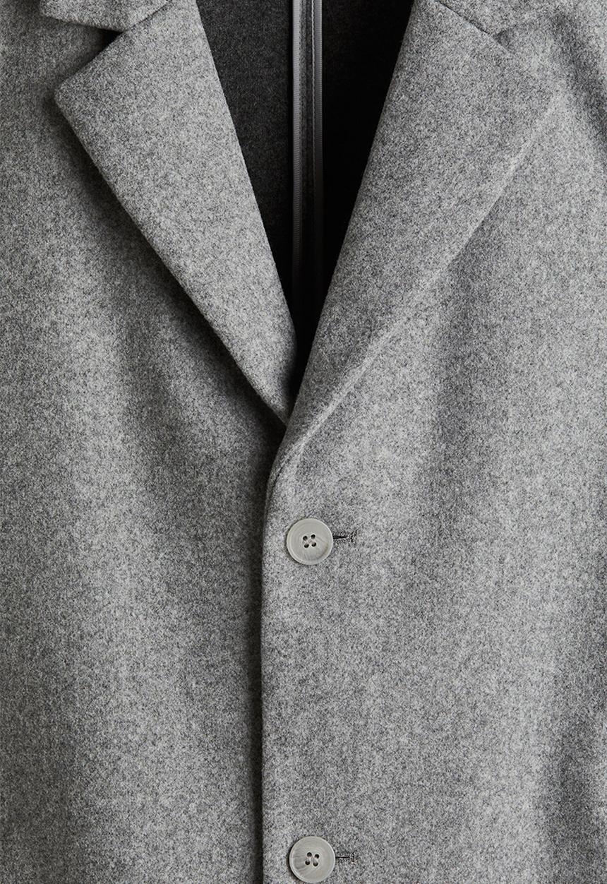 H&M - Slim fit wool-blend coat -  grey marl 