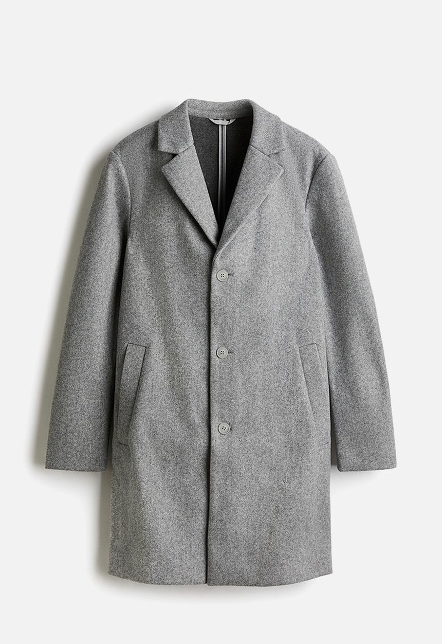 Slim fit wool-blend coat - grey marl - 1225636005