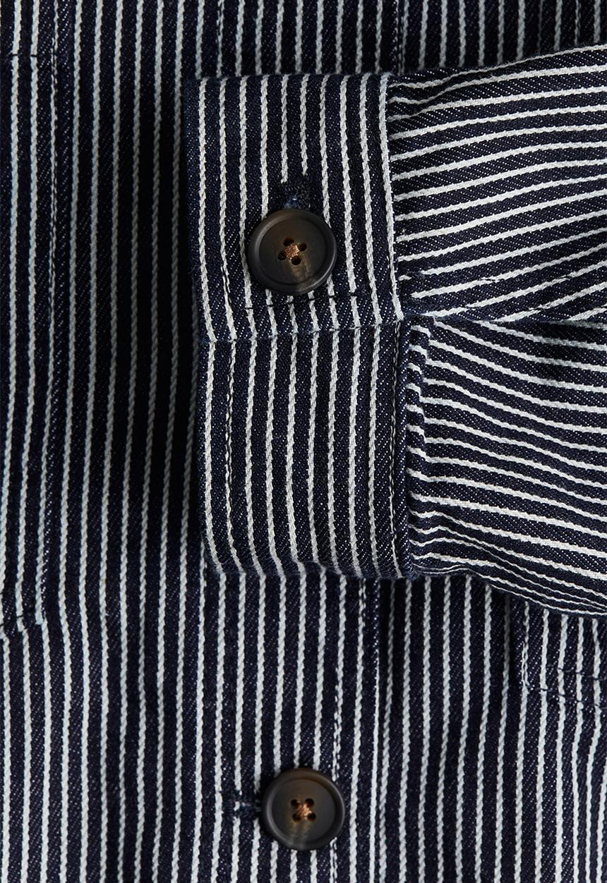 H&M - Loose-fit shacket - navy blue striped 