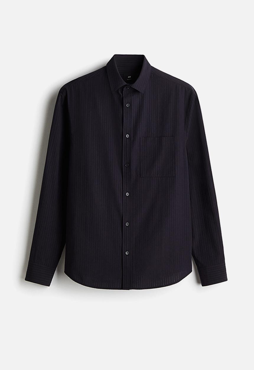 H&M - Regular fit lyocell-blend shirt - navy blue