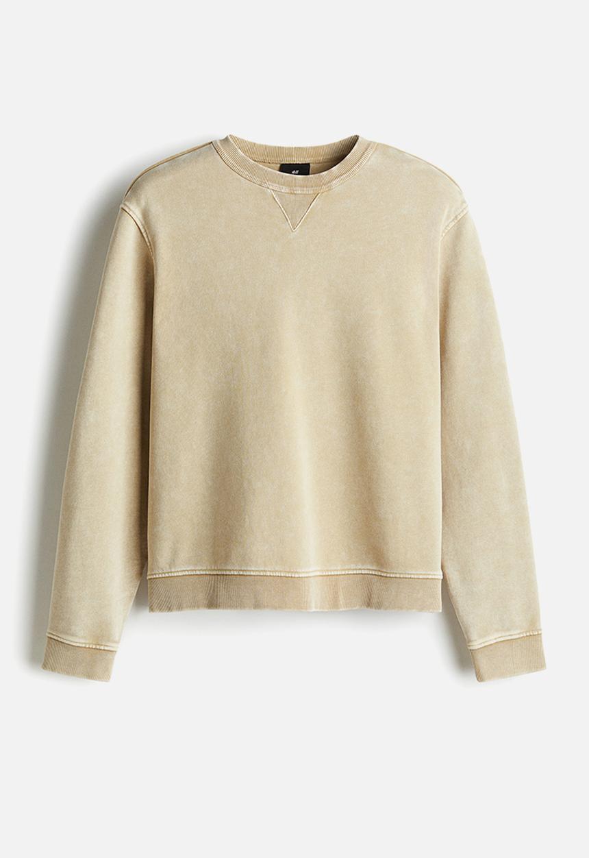 H&M - Regular fit washed sweatshirt - light beige 