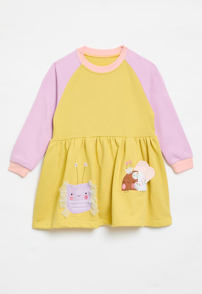 Pop Candy - Contrast sweat dress - yellow & lilac