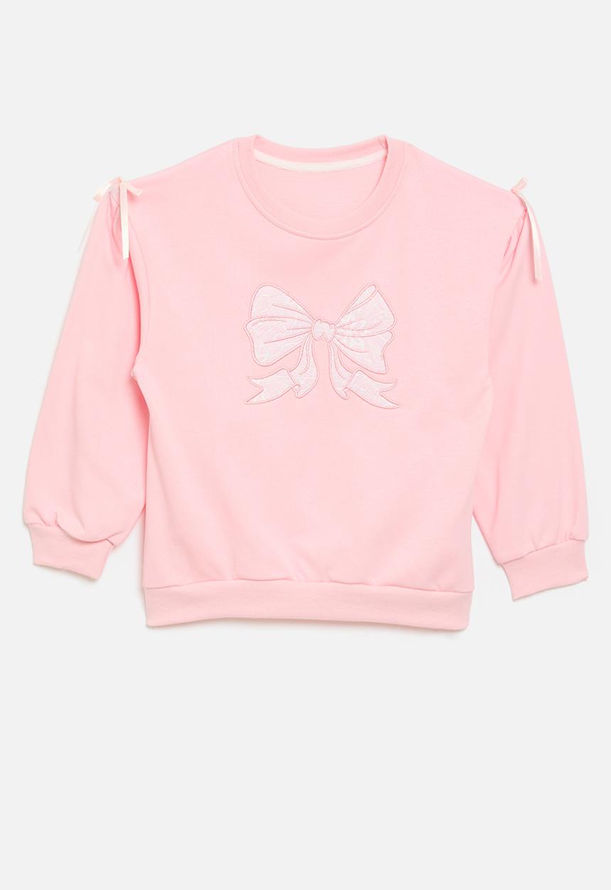 Pop Candy - Bow applique sweat top - pink