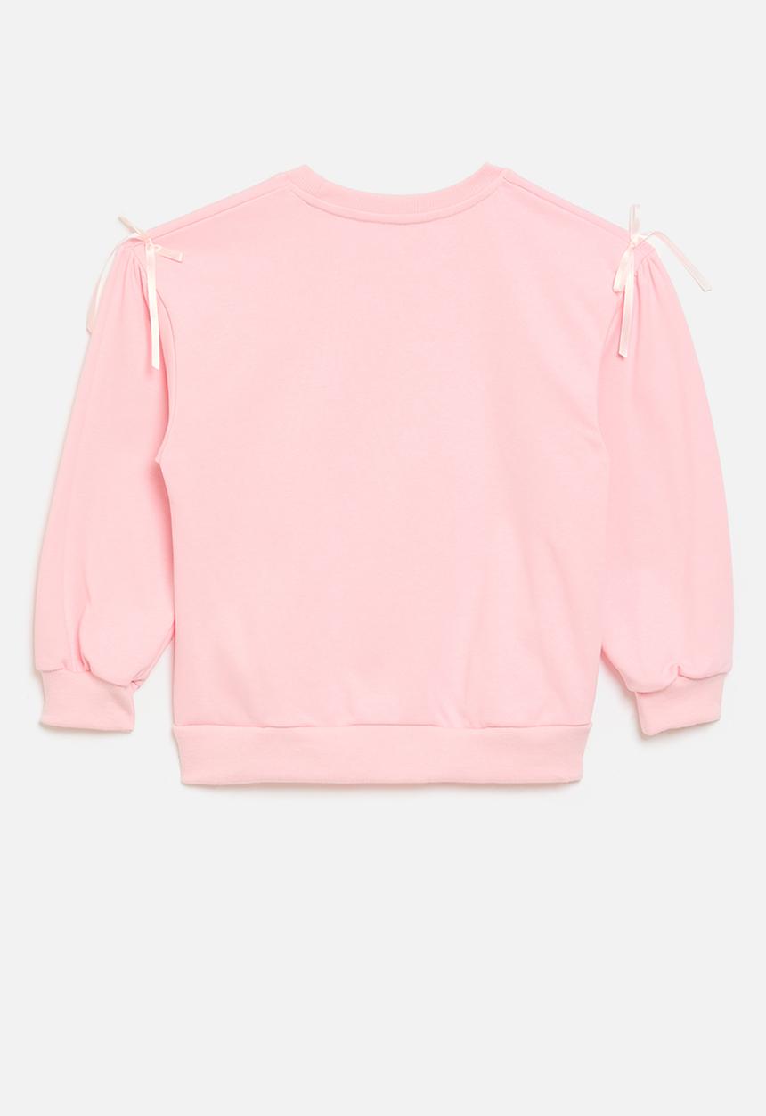 Pop Candy - Bow applique sweat top - pink