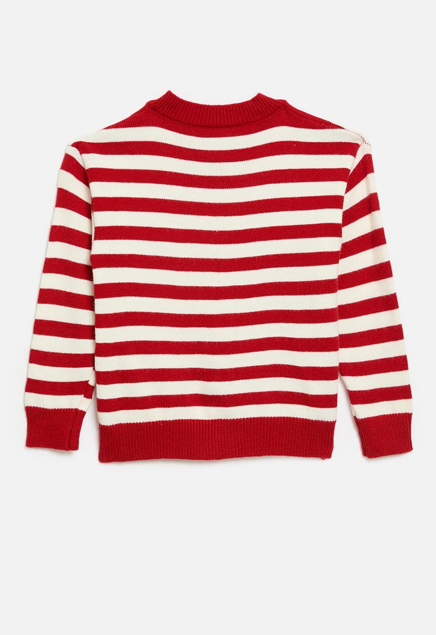 Pop Candy - Striped cardigan - red & ecru