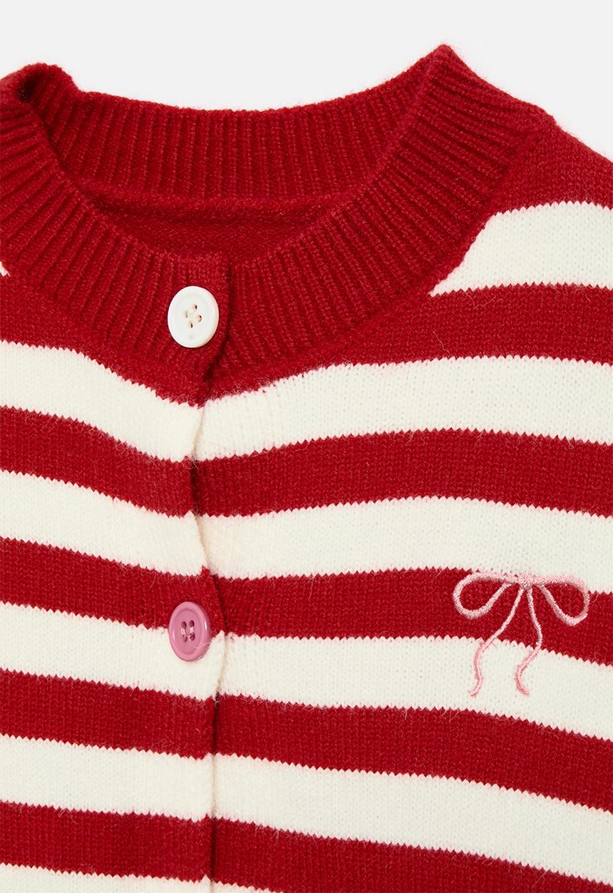Pop Candy - Striped cardigan - red & ecru