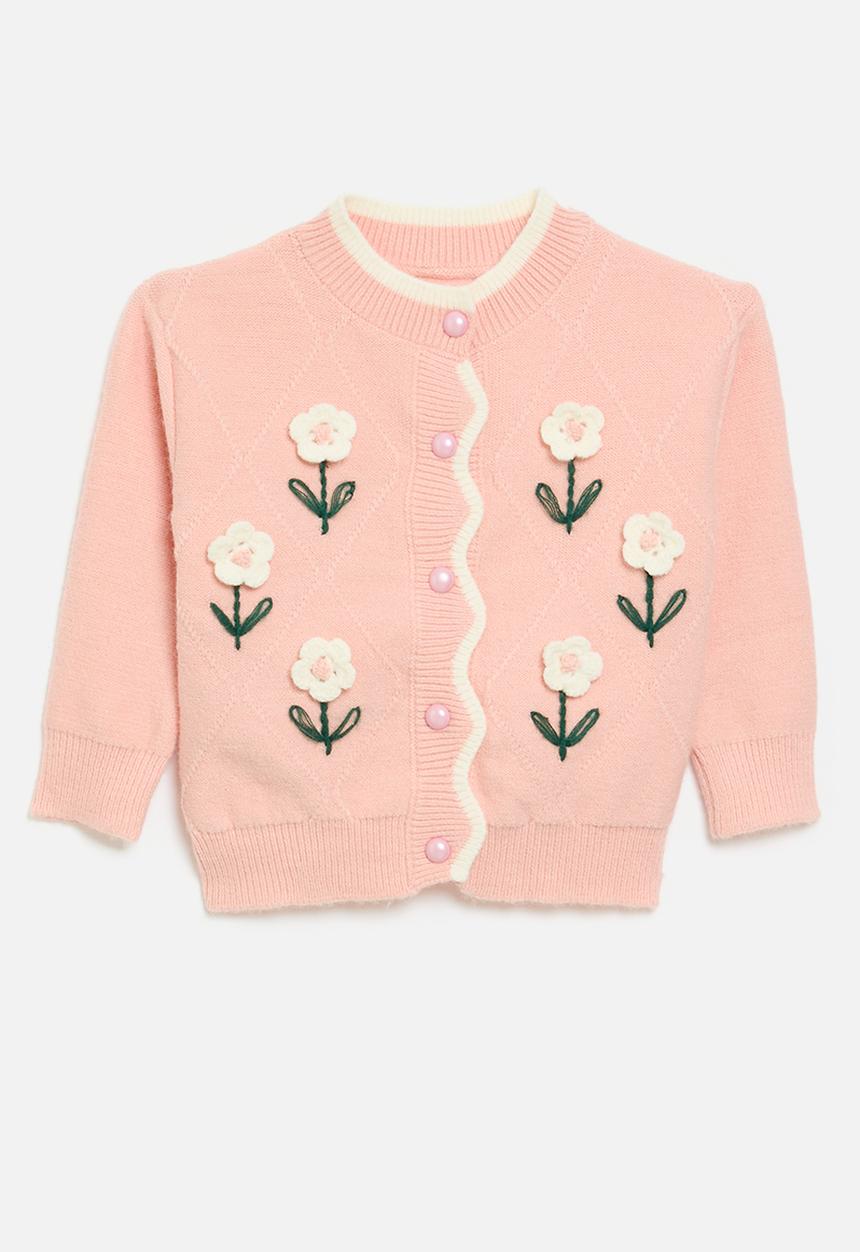 Pop Candy - Floral applique cardigan - pink