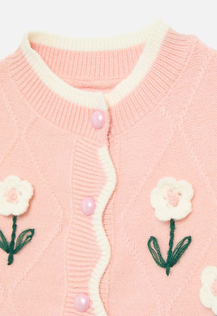 Pop Candy - Floral applique cardigan - pink