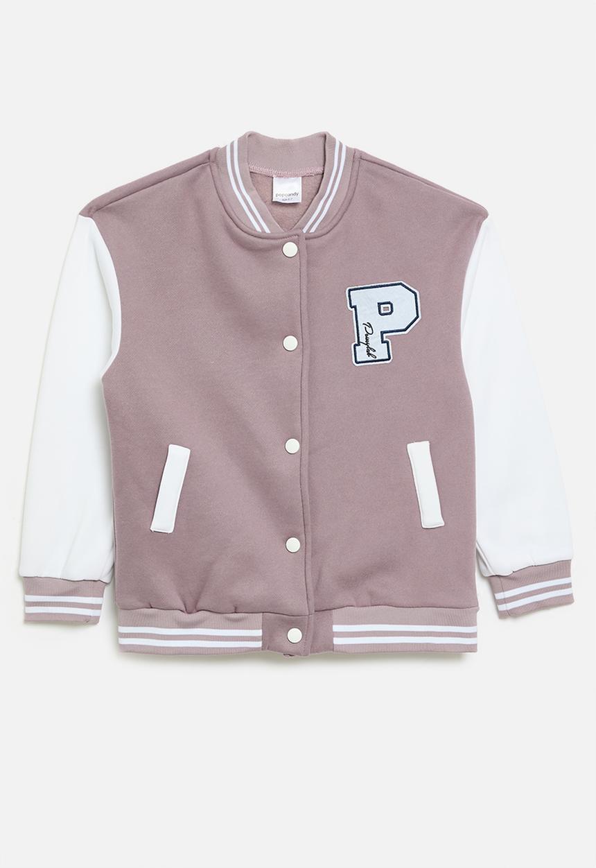 Pop Candy - Contrast baseball jacket - ecru & lilac