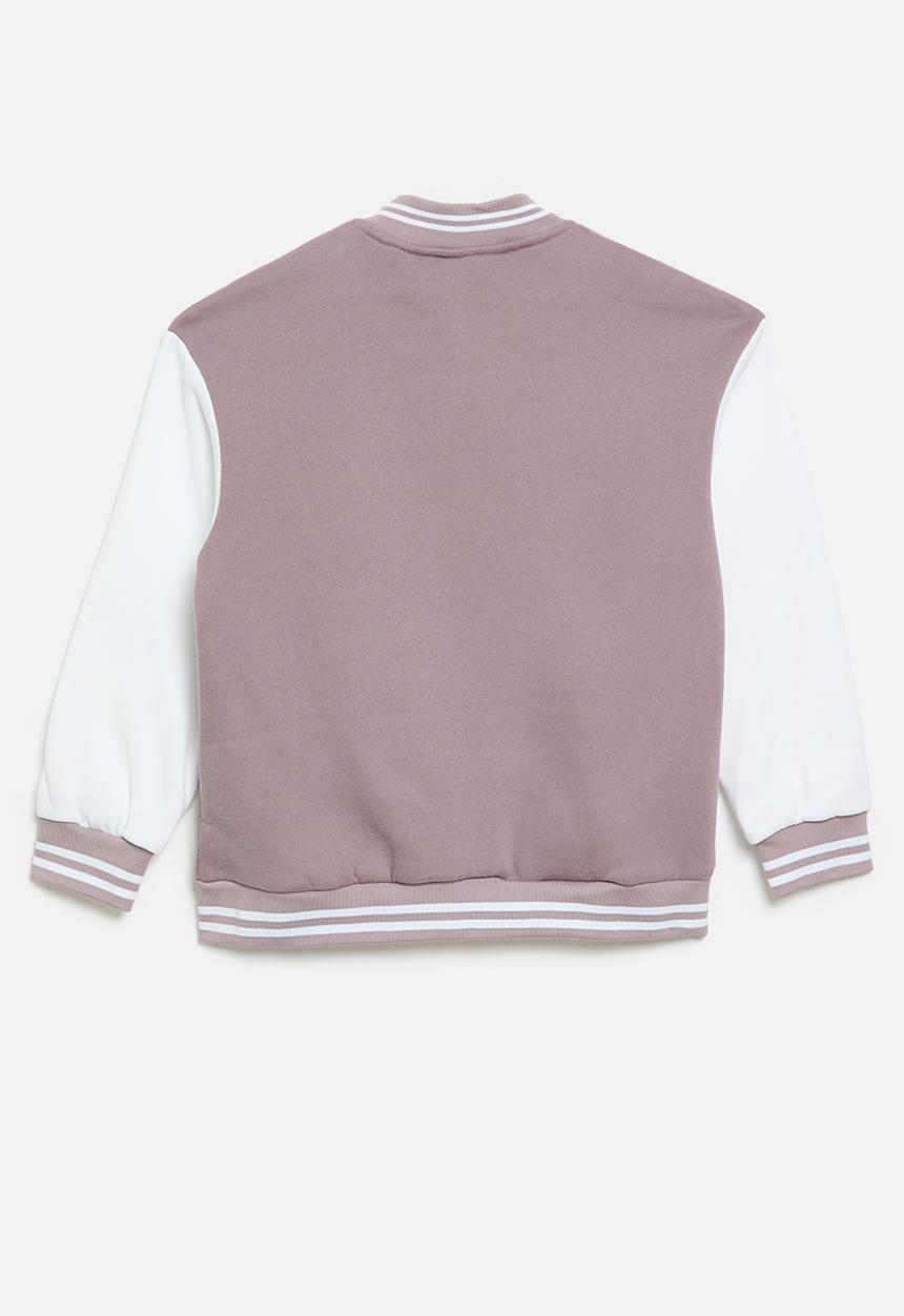 Pop Candy - Contrast baseball jacket - ecru & lilac