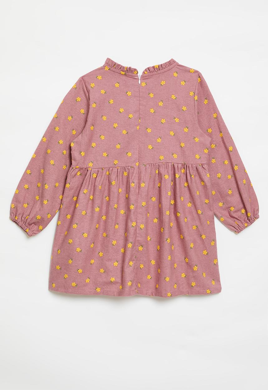 Pop Candy - Floral ruffle neck dress-pink