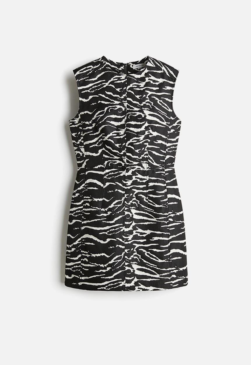 H&M - Jacquard-weave mini dress - black zebra print