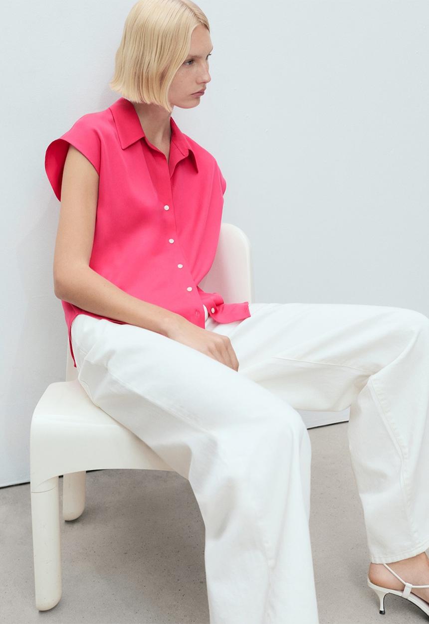 MANGO - Shirt Lim - Medium Red