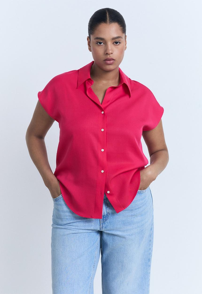 MANGO - Shirt Lim - Medium Red