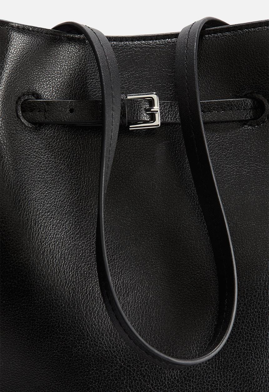 H&M - Belt-detail coated shopper - black