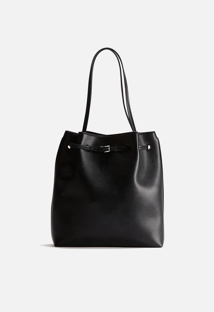 H&M - Belt-detail coated shopper - black