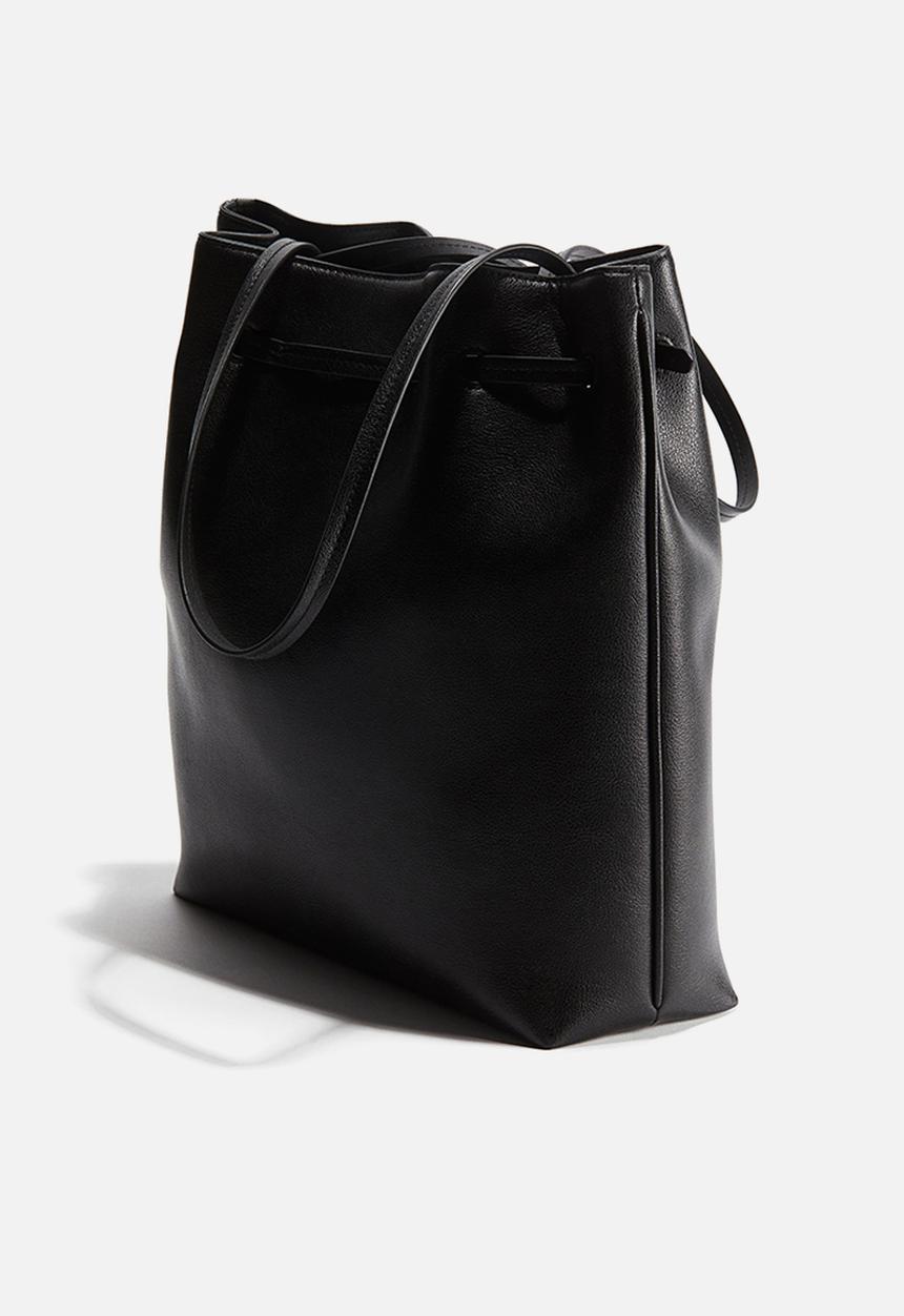 H&M - Belt-detail coated shopper - black