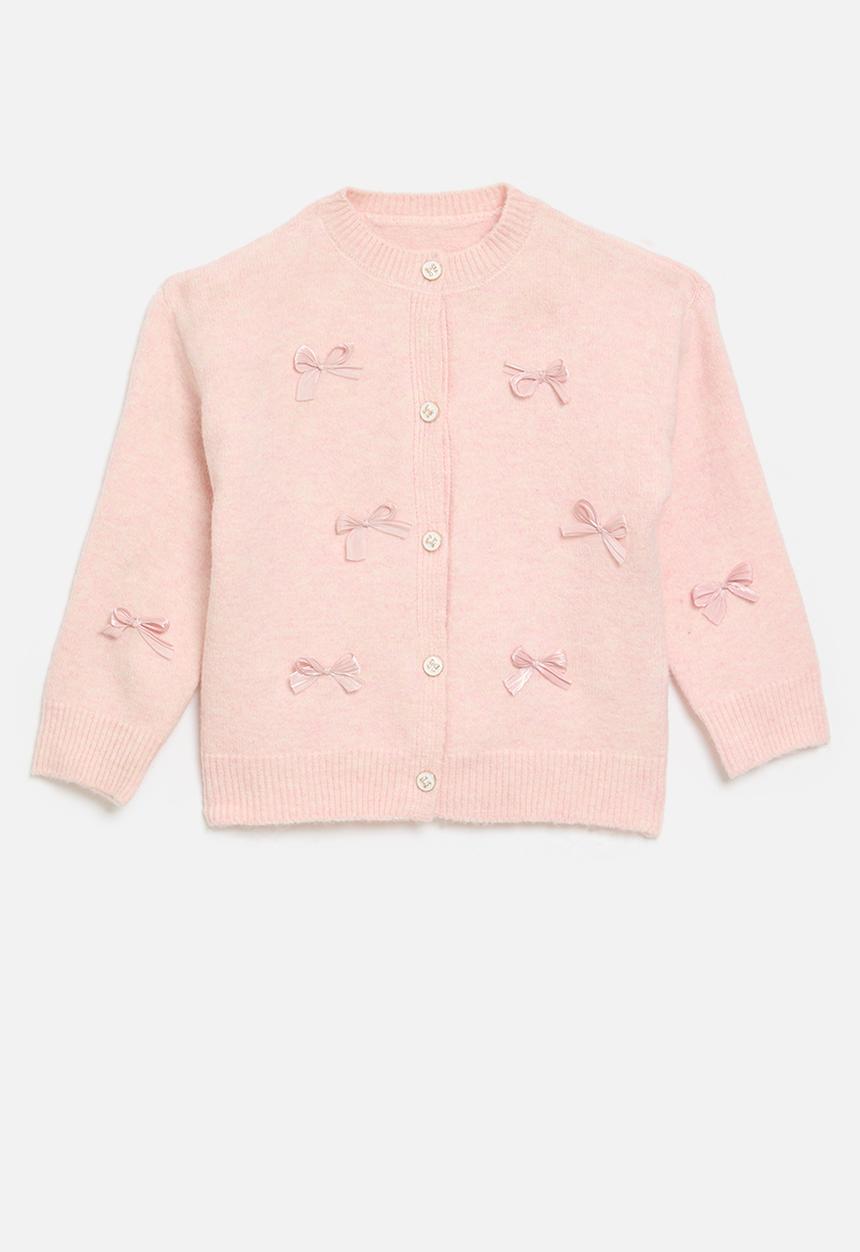 Pop Candy - Bow décor cardigan-pink