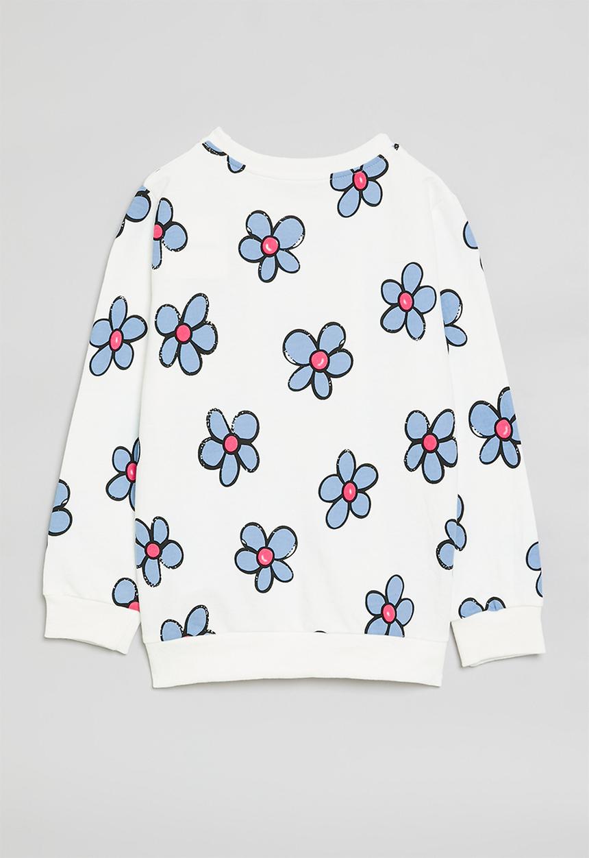 Pop Candy - Floral print sweat top - blue & white
