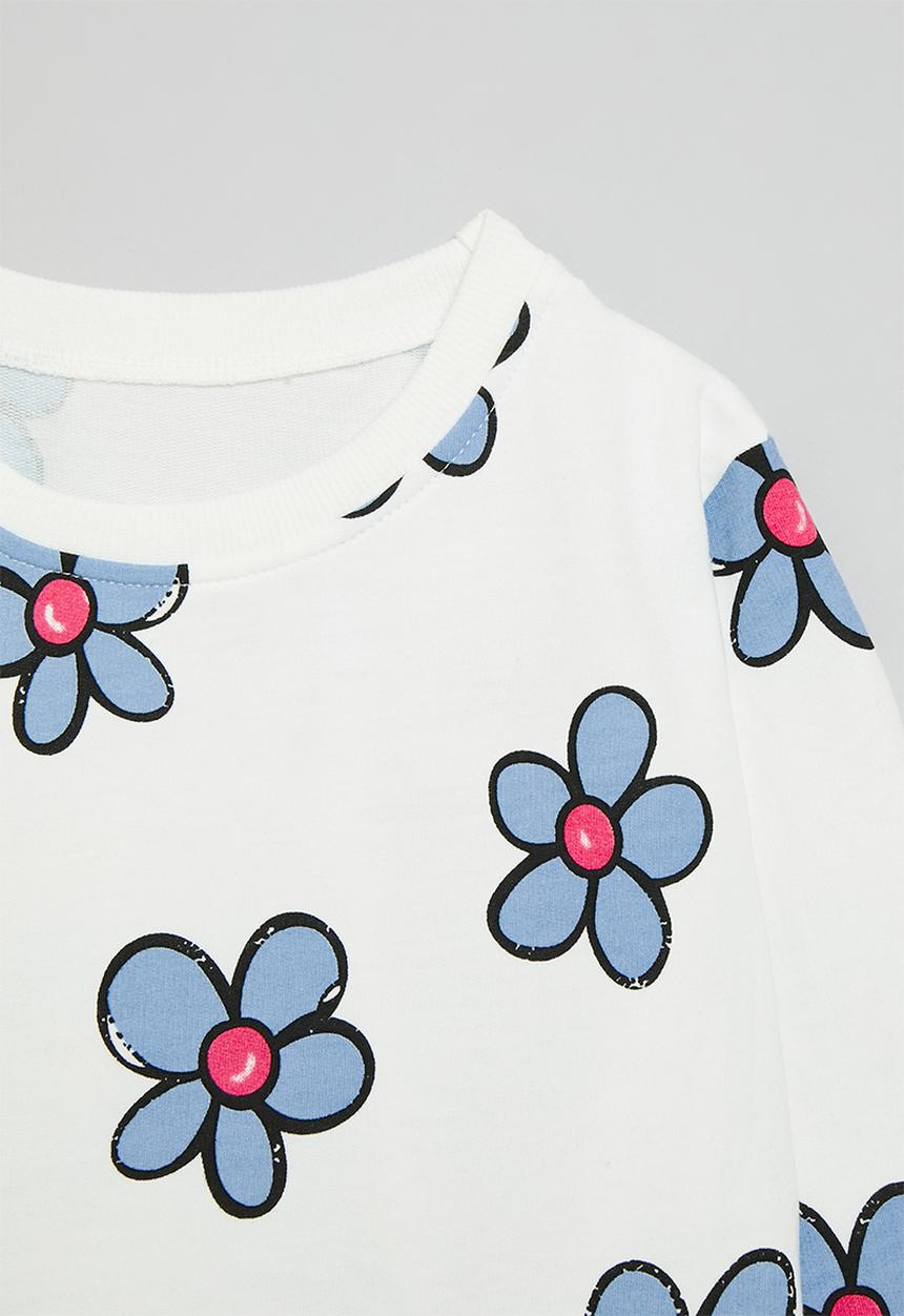 Pop Candy - Floral print sweat top - blue & white