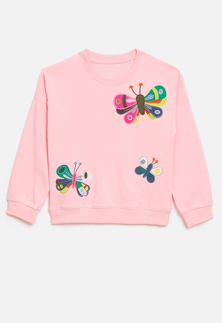 Pop Candy - Butterfly applique sweat top-pink