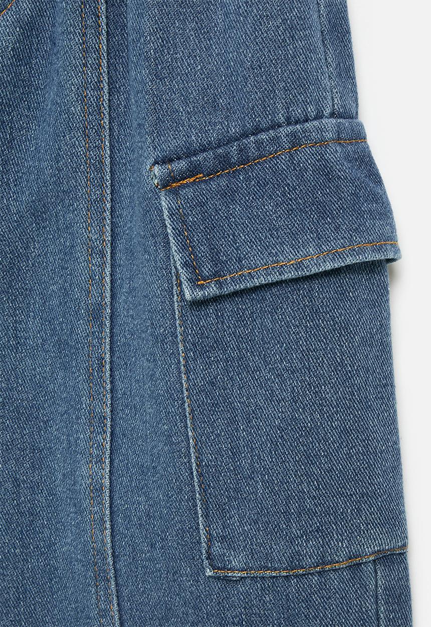 Pop Candy - Denim cargo joggers-blue