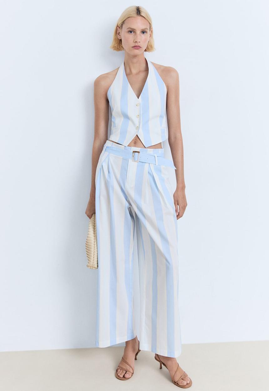 MANGO - Trousers Dulce - Light Pastel Blue