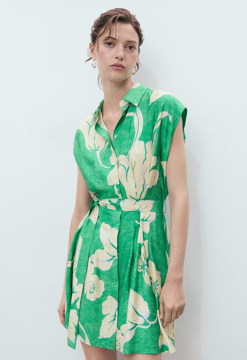 MANGO - Dress Flor - Green