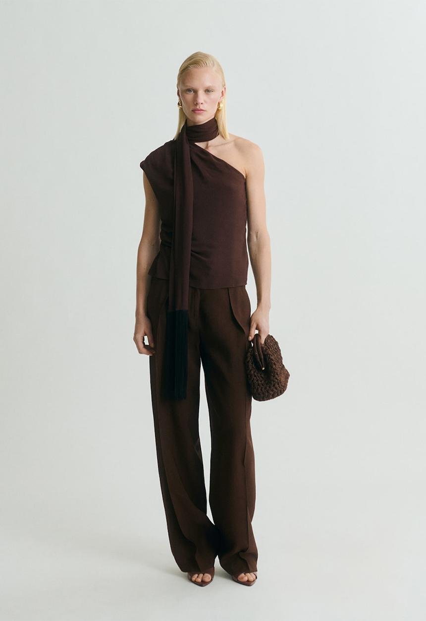 MANGO - Trousers Grace - Dark Brown