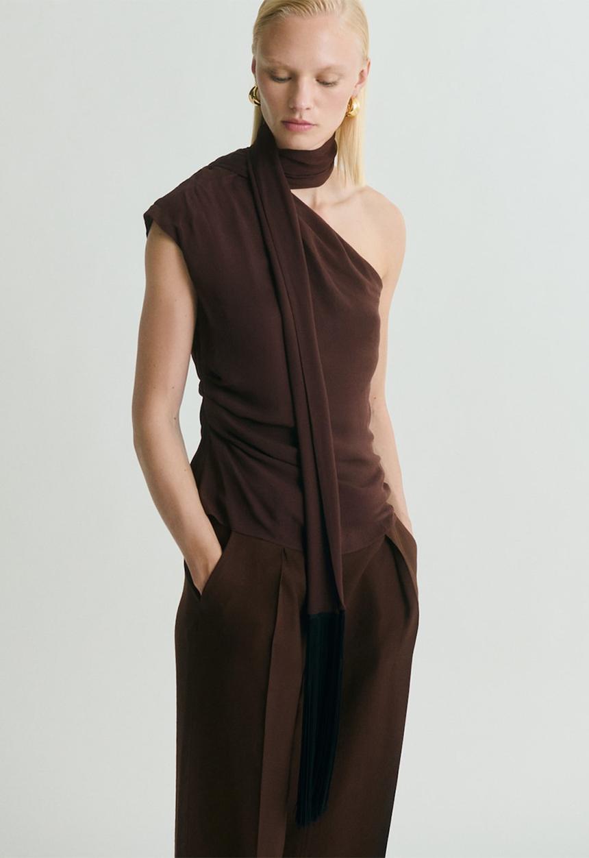 MANGO - Trousers Grace - Dark Brown