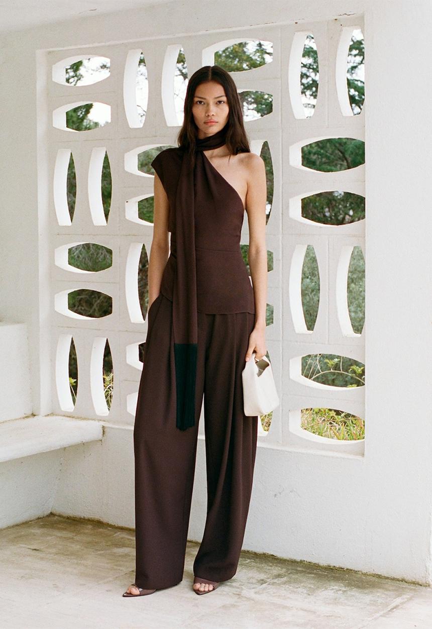 MANGO - Trousers Grace - Dark Brown