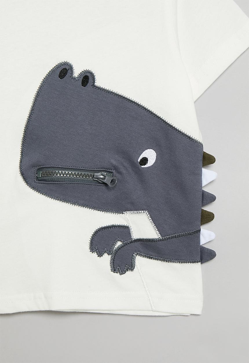 Pop Candy - Dino print tee-grey/white