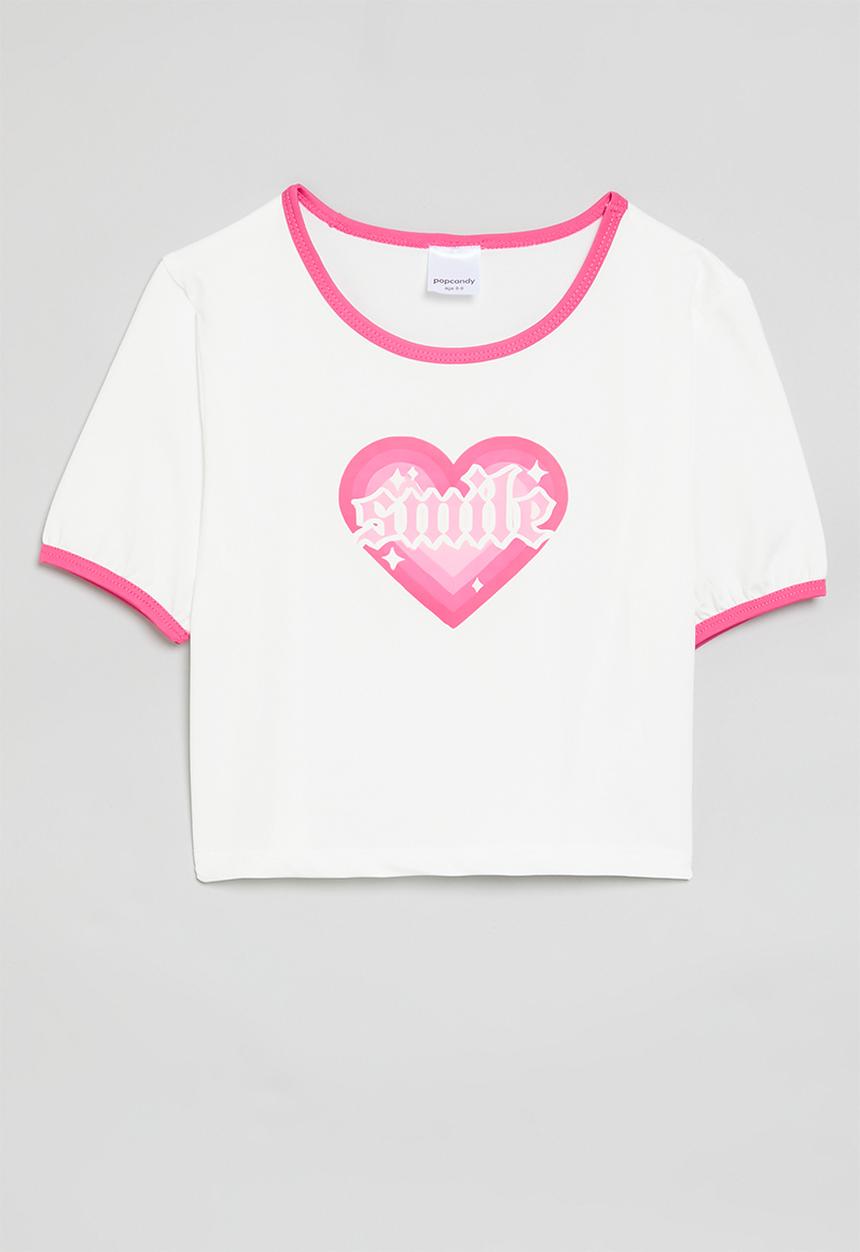 Pop Candy - Crop tee - white & pink
