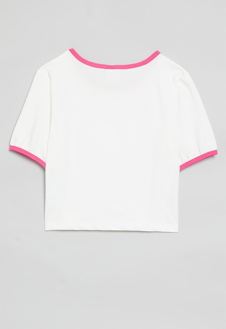Pop Candy - Crop tee - white & pink