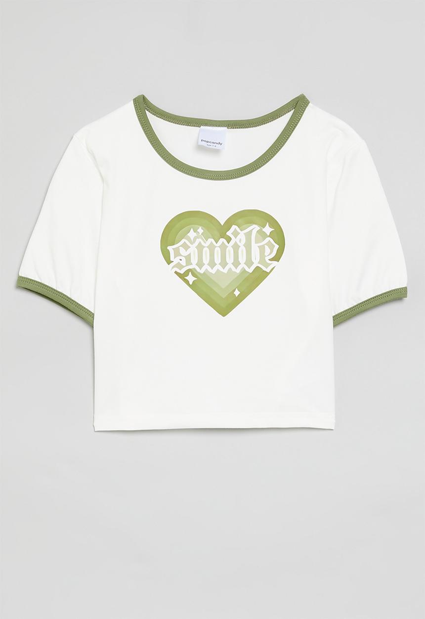Pop Candy - Crop tee - white & green