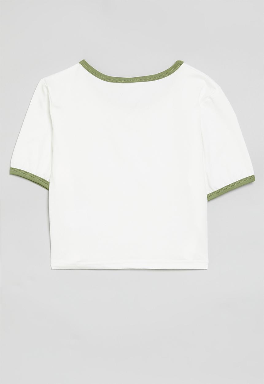Pop Candy - Crop tee - white & green