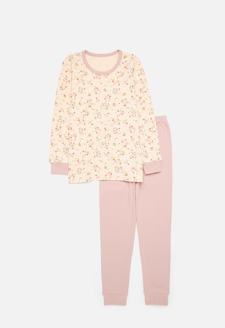Pop Candy - Floral pj set - ecru & pink