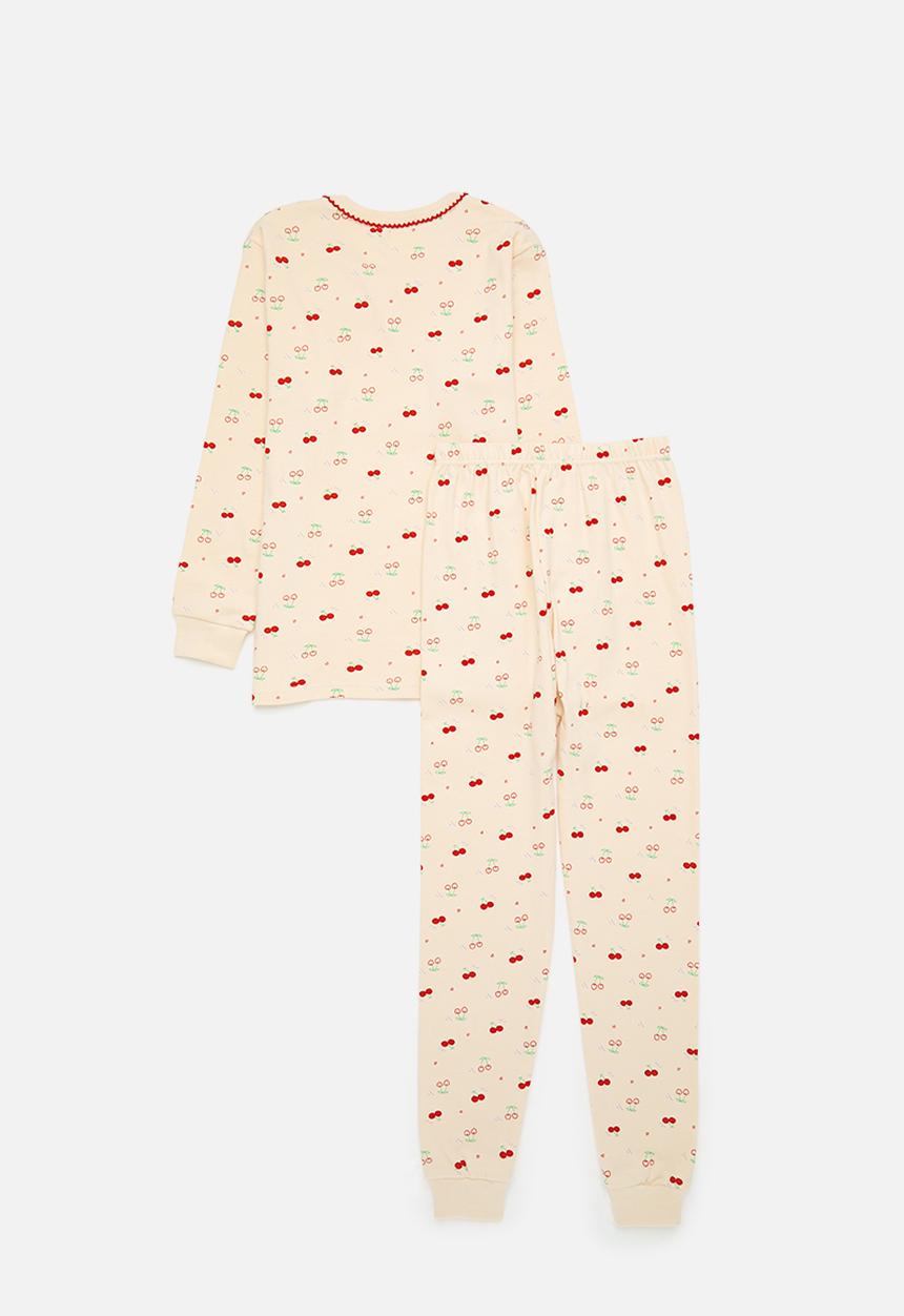 Pop Candy - Printed long sleeve pj set - ecru