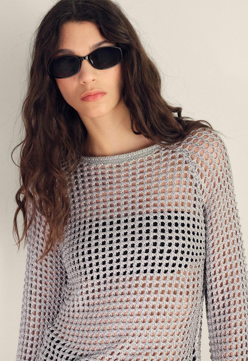 MANGO - Sweater Netto - Silver