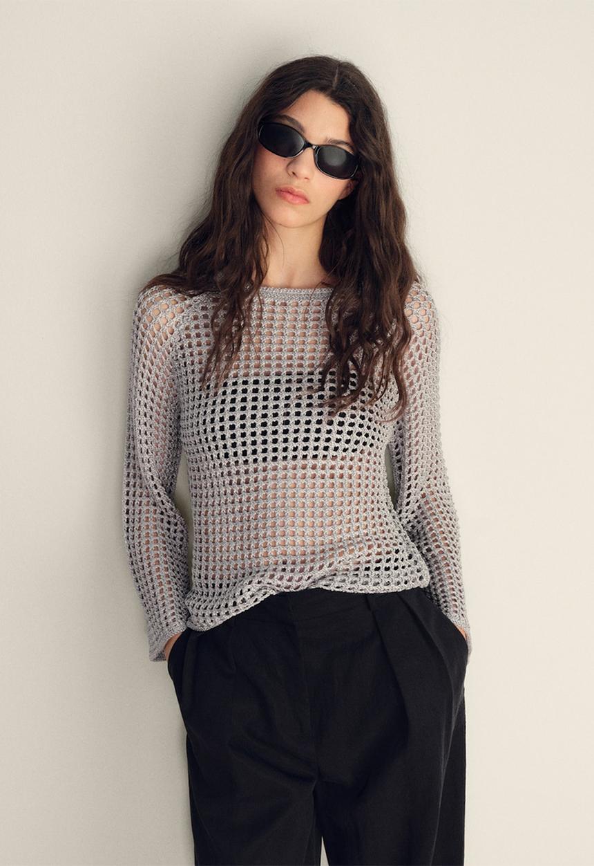 MANGO - Sweater Netto - Silver