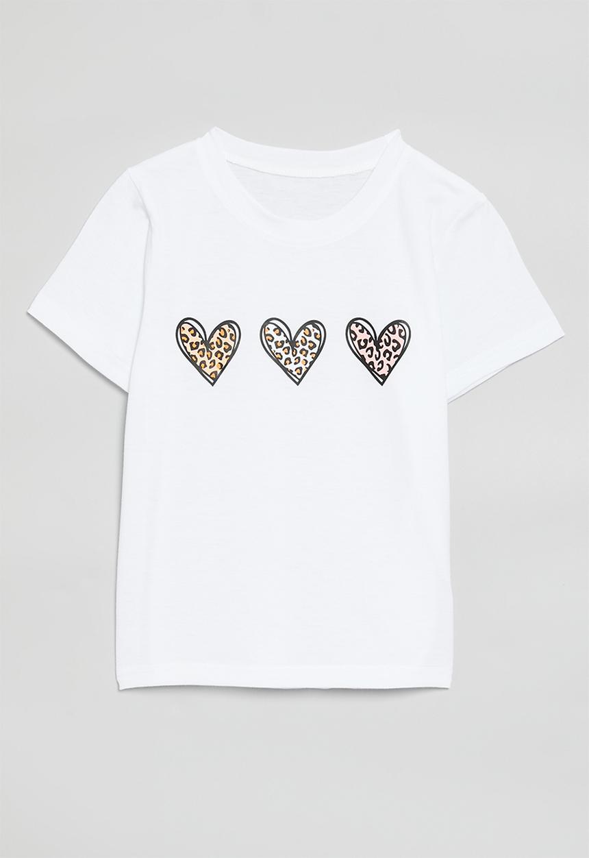 Pop Candy - Heart placement print tee - white/leopard print